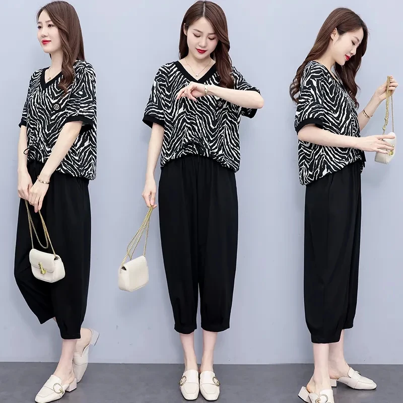 夏季女装大码休闲套装胖mm潮流韩版时尚爆款宽松显瘦运动服两件套