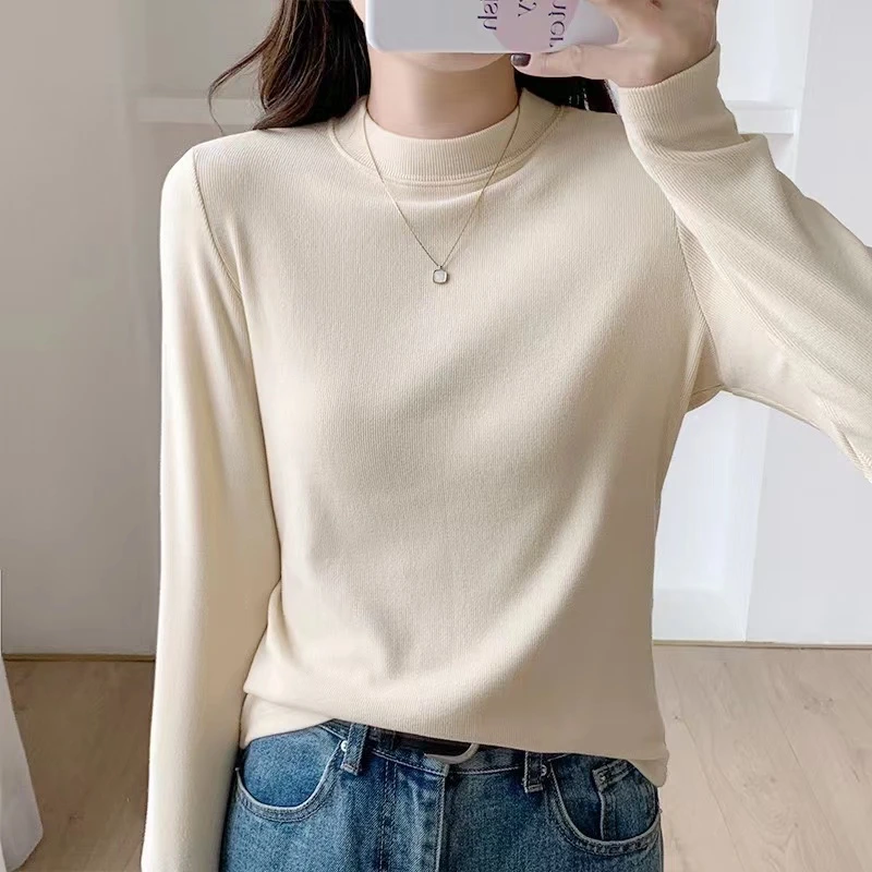 【小立领】秋冬新款双面澳绒打底衫长袖保暖外穿显瘦百搭时尚