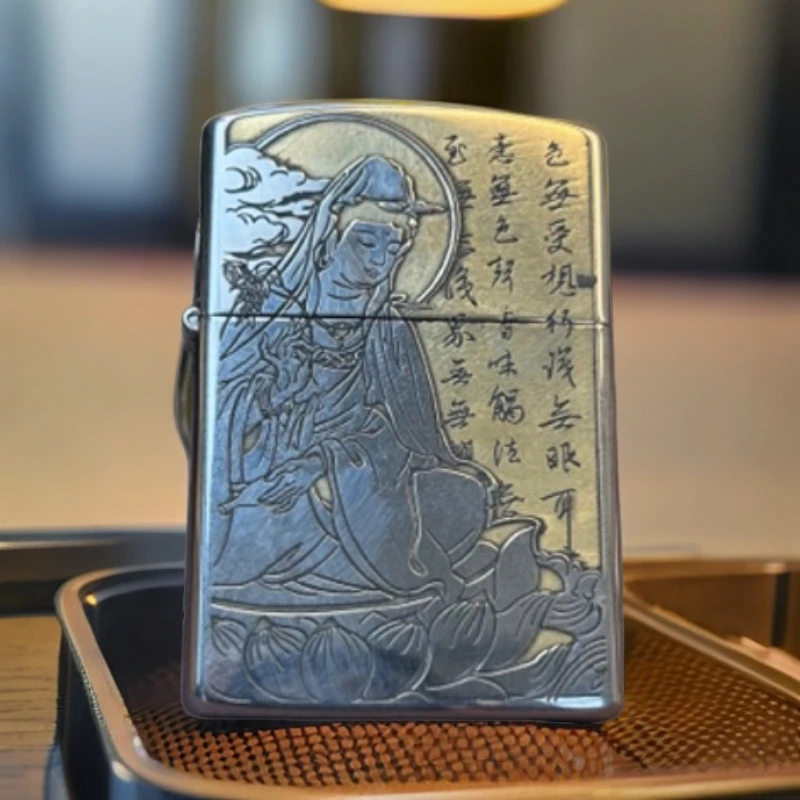 ZORRO/佐罗五面满雕双色观音打火机        双面原装盔甲机常规机