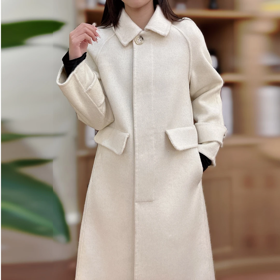 秋冬中长款百分百羊毛大衣外套时尚宽松娃娃领洋气韩版中长款