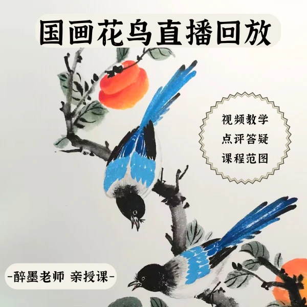 200幅花鸟创作直播回放课，有点评