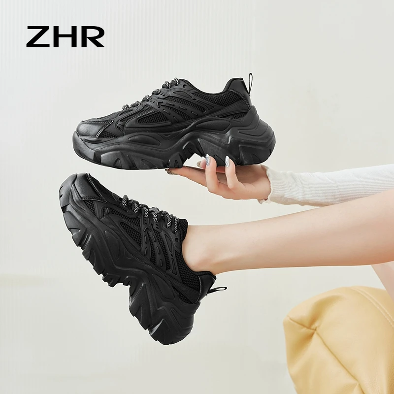 ZHR则则老爹鞋女2025秋季新款时尚百搭网红潮酷创意双色带运动鞋