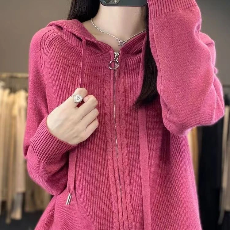 羊毛新款拉链连帽休闲外套