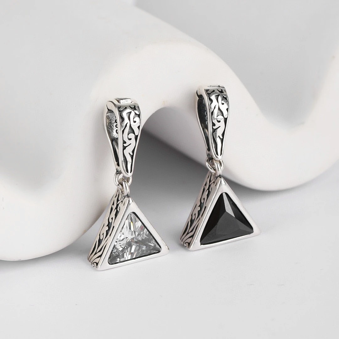 铜合金合成锆石吊坠 上帝之眼唐草纹双面三角吊坠万能扣单独项链