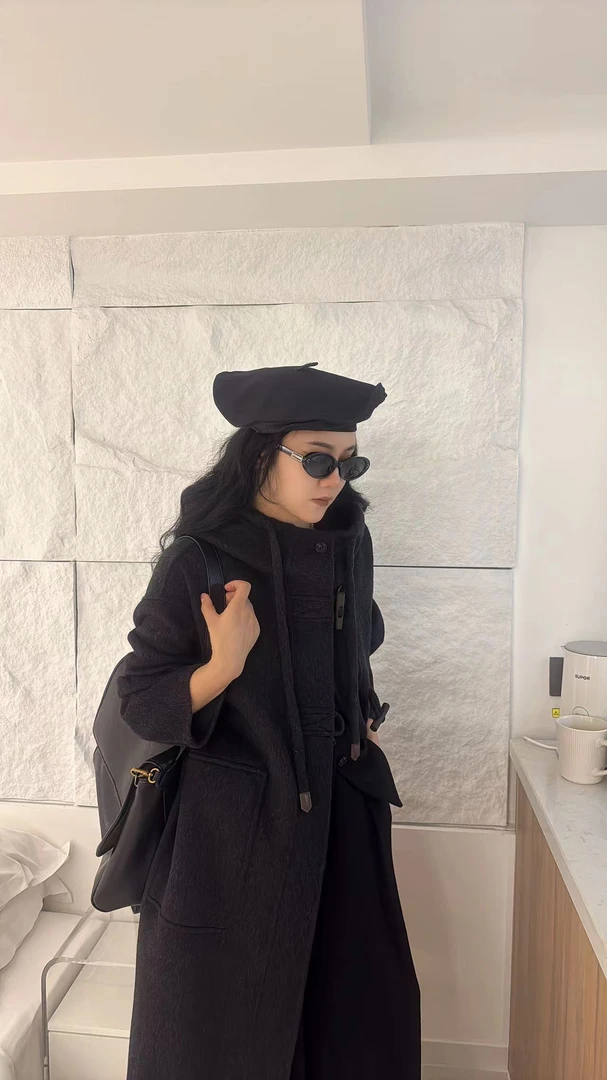 【H·B】107衣长  帽子阔版休闲慵懒大衣