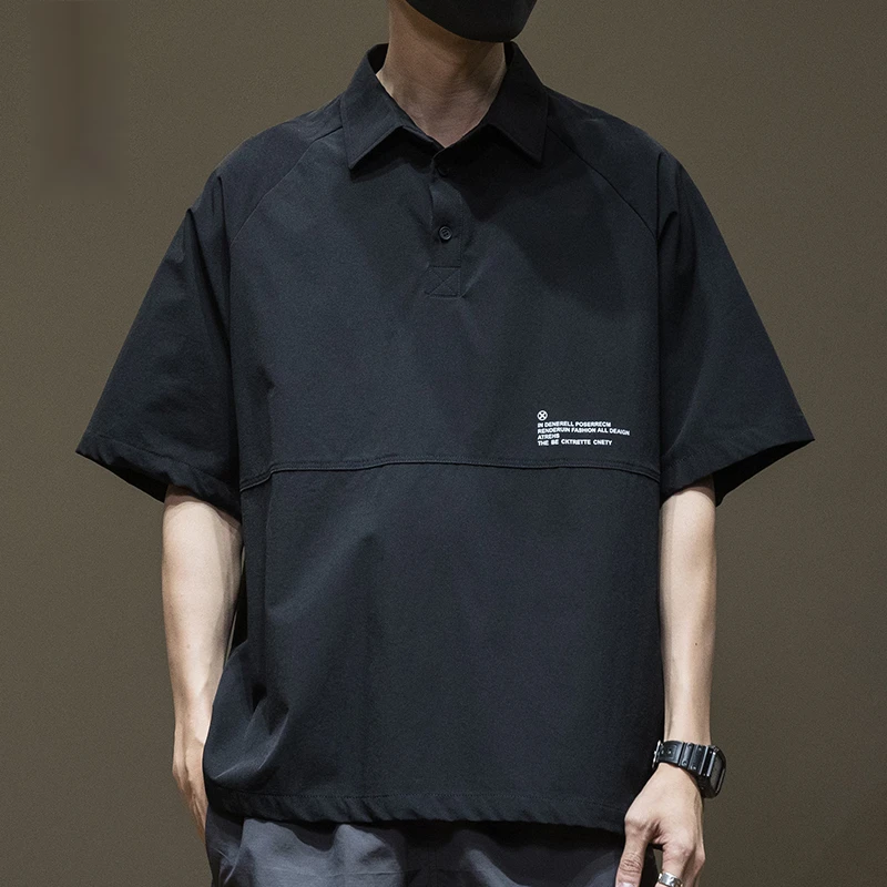 美式工装Polo衫短袖男士冰丝速干衬衫夏季t恤宽松大码休闲上衣男