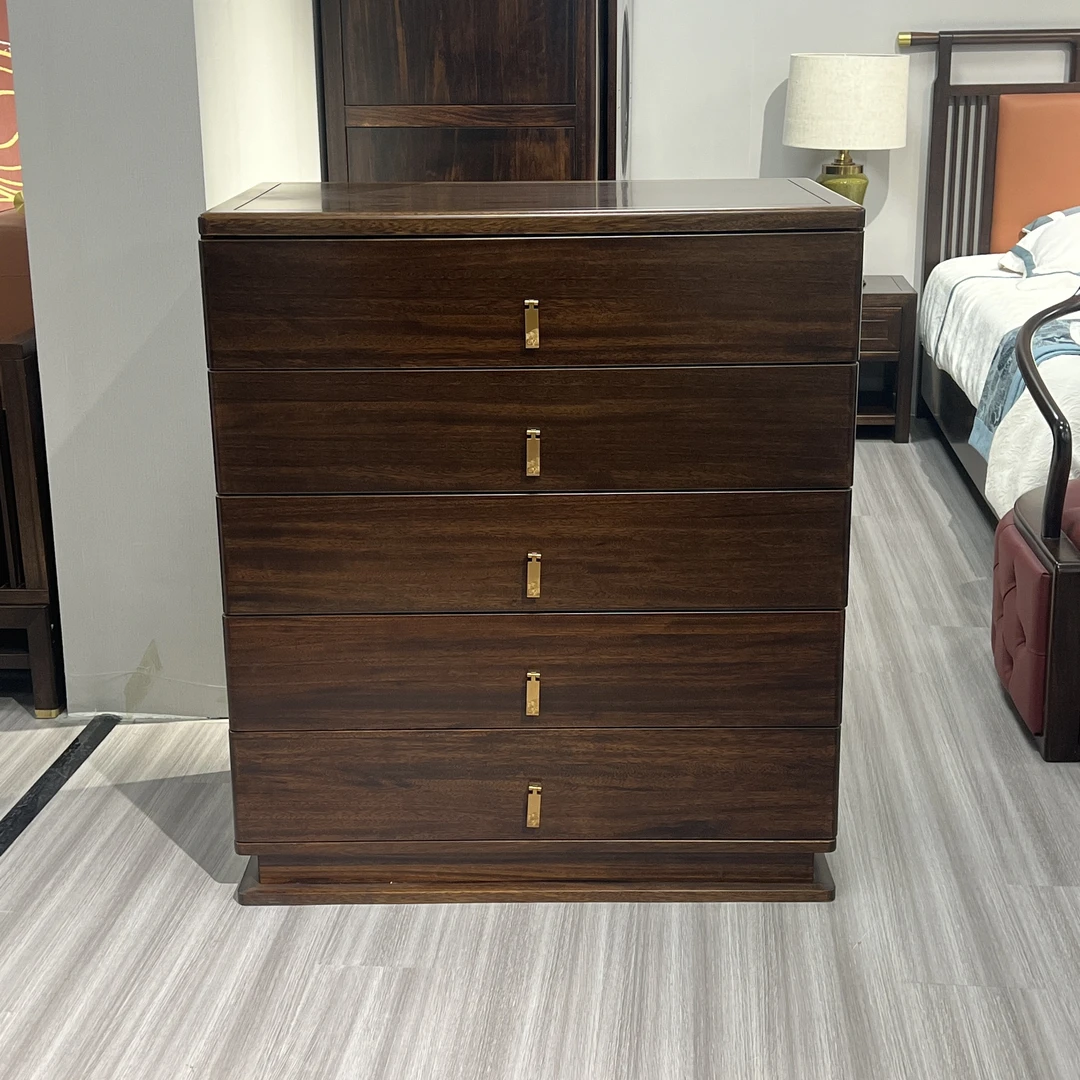 新中式黑檀木五斗柜轻奢储物家用