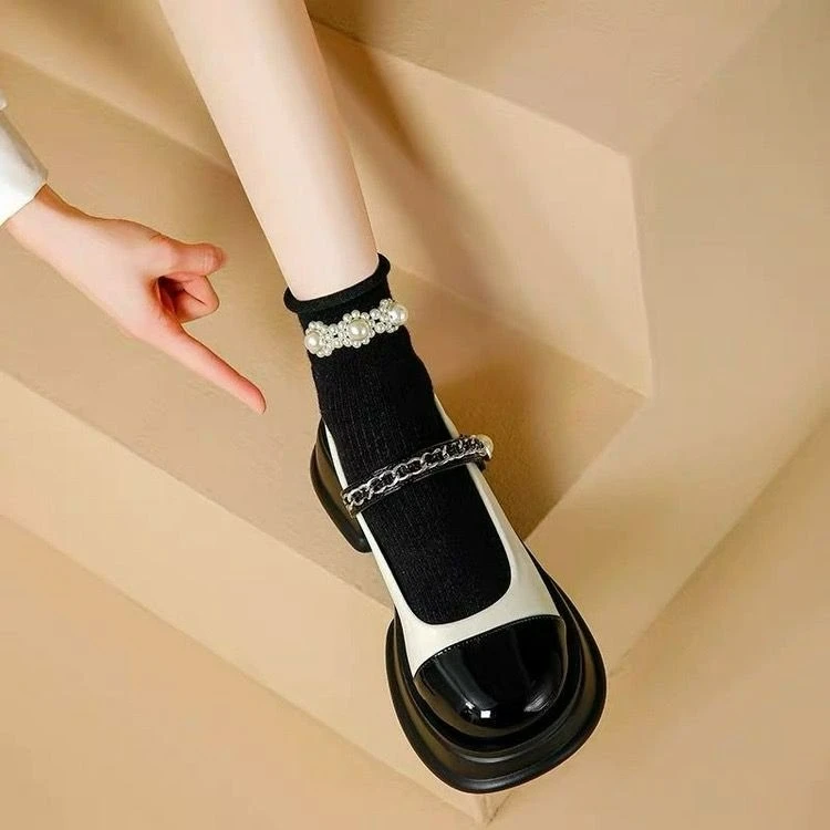 玛丽珍鞋女2024新款春夏季法式气质配裙子浅口单鞋小香风粗跟凉鞋