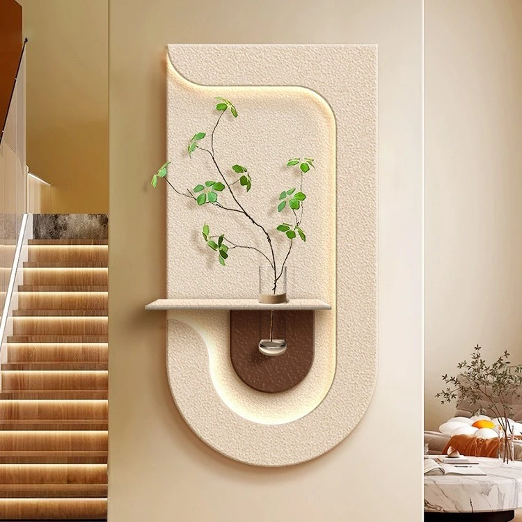 【春暧花开】奶油风水培绿植玄关客厅餐厅装饰画砂岩立体入户走廊画