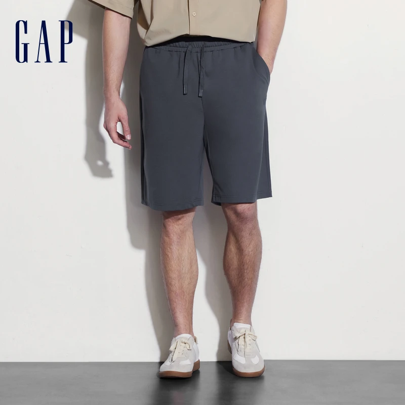 Gap男装2024夏季新款抽绳松紧短裤百搭运动简约纯色休闲裤464991