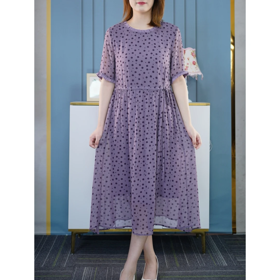 2025洋气裙子高级收腰夏装胖mm大码女装显瘦中老年妈妈连衣裙夏季