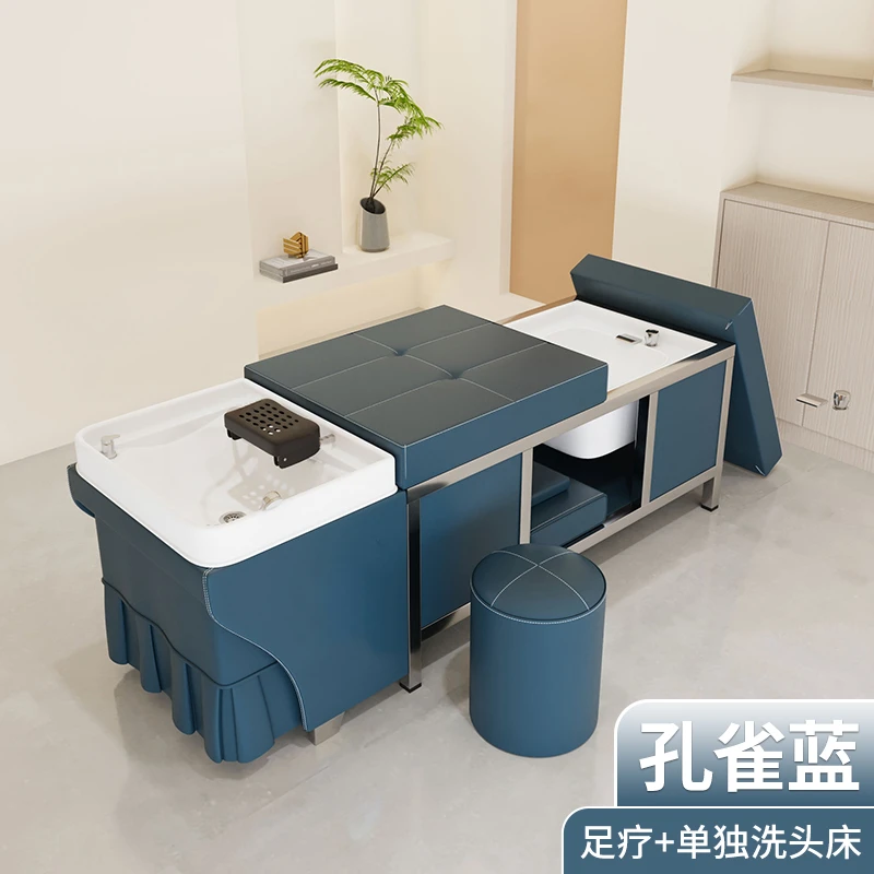 泰式头道汤头疗洗头床理发店专用足疗采耳熏蒸不锈钢美容spa一体