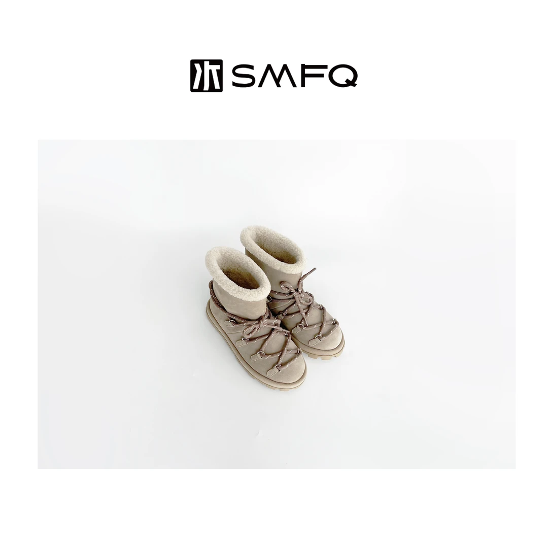 水木夫妻“暖呼呼”缪系面包毛毛真皮雪地靴