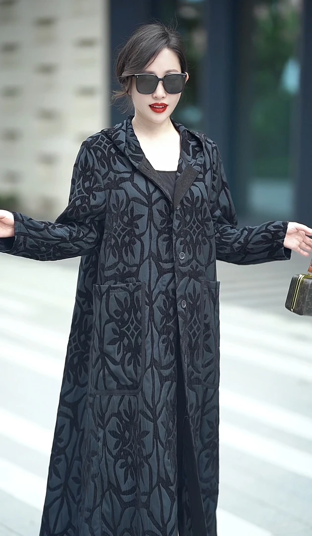 宽松显瘦连帽外套秋冬新款韩版大码