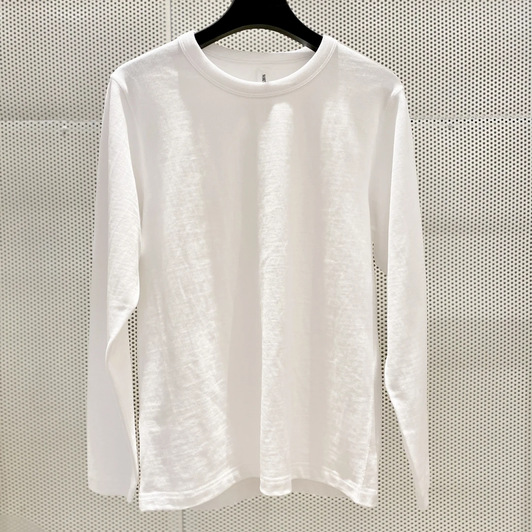 极简男女款重磅碳酸磨毛棉白色宽松版T恤 面料厚实绒感 质感高级