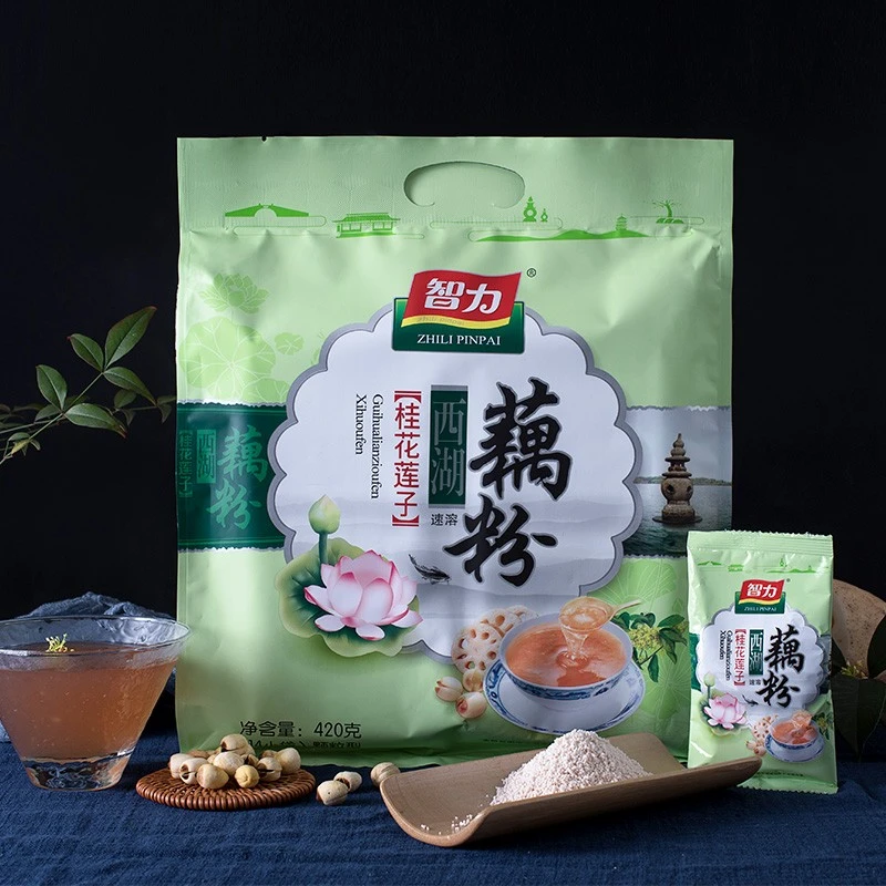 智力桂花莲子藕粉420g低脂杭州西湖特产无添加剂营养胃早餐小袋装