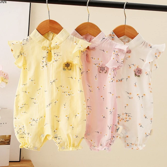 婴儿2024新款衣服夏季连体哈衣超萌可爱中国风公主旗袍女宝宝夏装