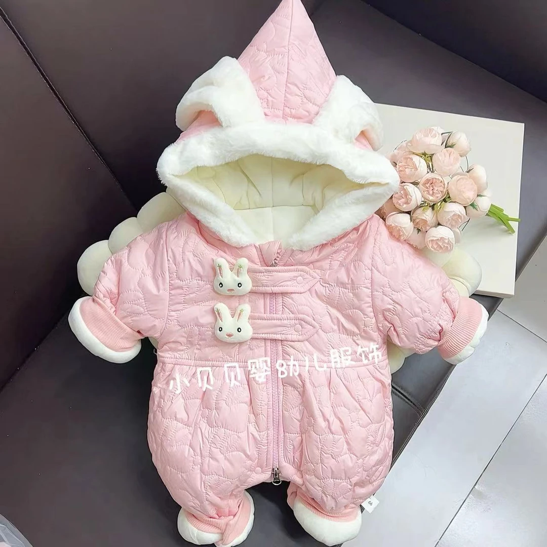 婴儿衣服国风加绒秋冬宝宝连体衣外出加厚百天新生儿拜年服周岁冬