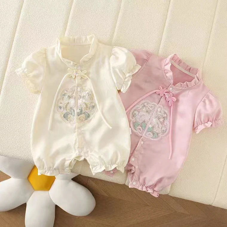新中式婴儿新生儿夏装新款国潮风宝宝满月百天周岁礼服抓周衣服