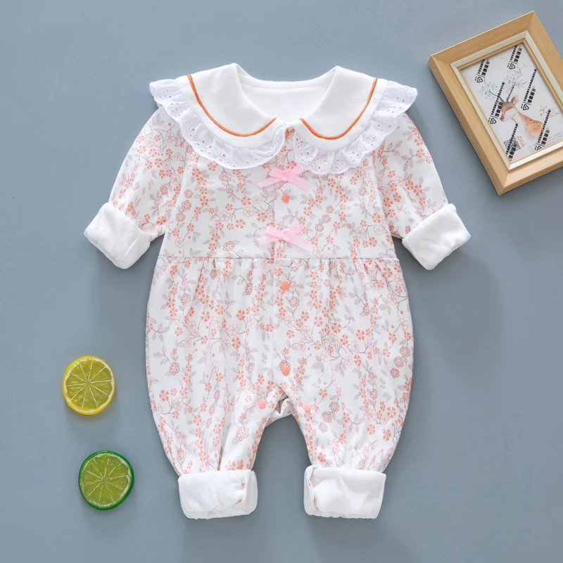新款新生婴儿衣服春装纯棉长袖双层连体衣哈春秋款满月女宝宝秋季