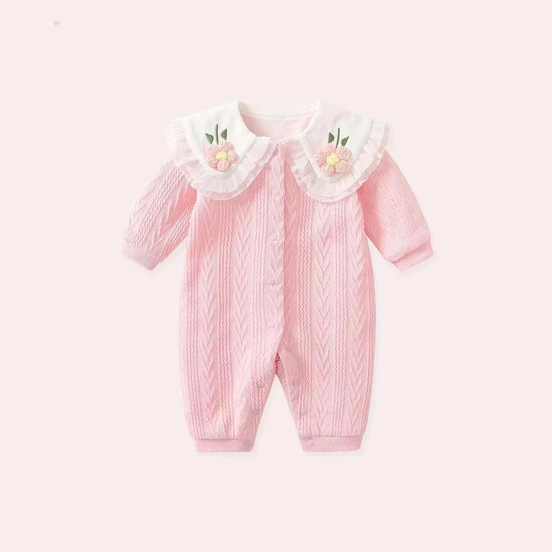 春秋婴儿衣服长袖双层哈衣新生儿连体衣秋装爬服满月女宝宝春秋款