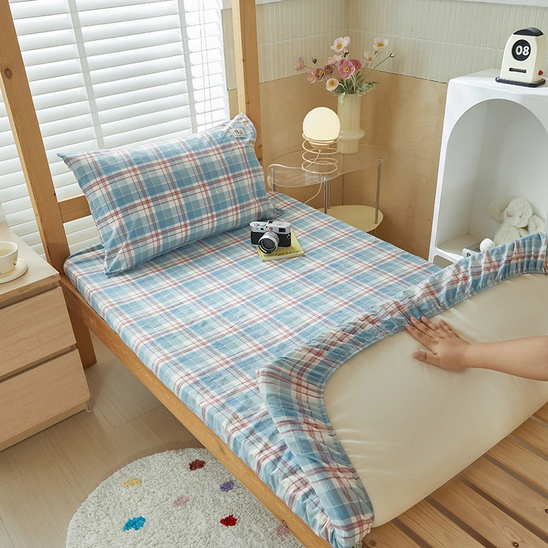 全棉纯棉水洗棉床笠学生宿舍上下铺 儿童床垫套床罩席梦思防尘套
