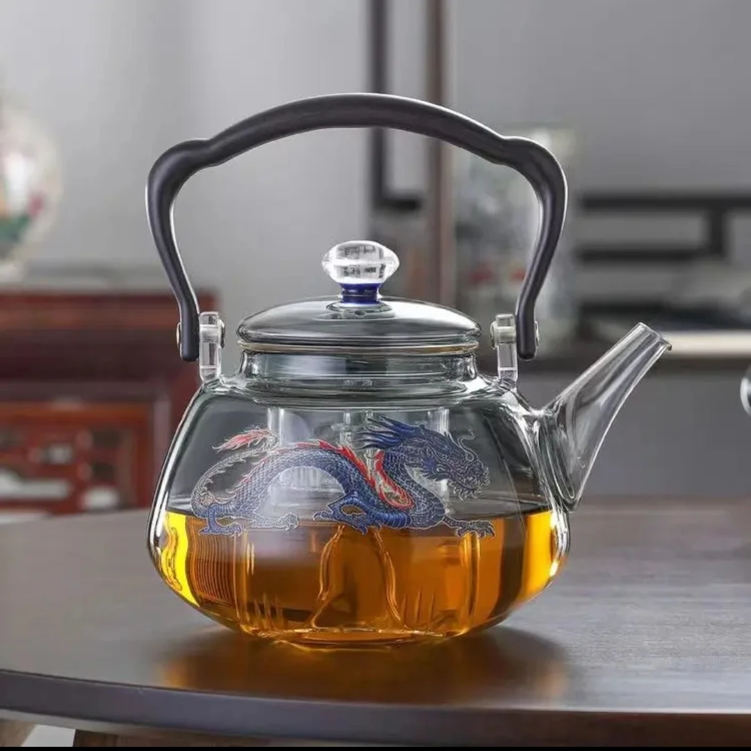 龙年滤之缘定制家用耐热玻璃手工蒸煮茶壶  加厚蒸茶壶  煮水泡壶