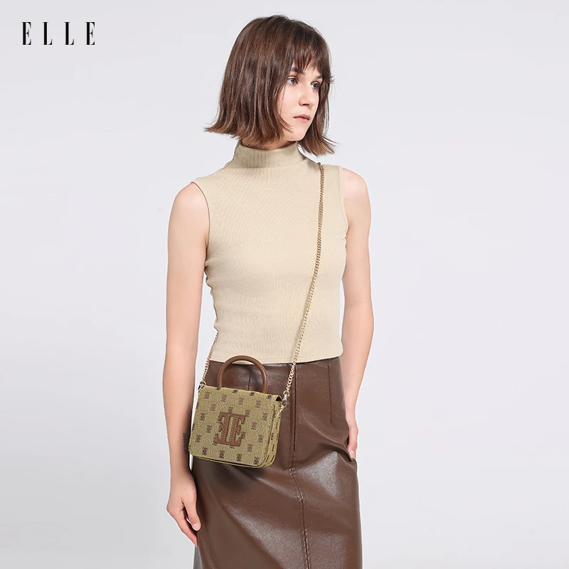 ELLE24年新款时装周走秀款老花时尚包包单肩包包46042