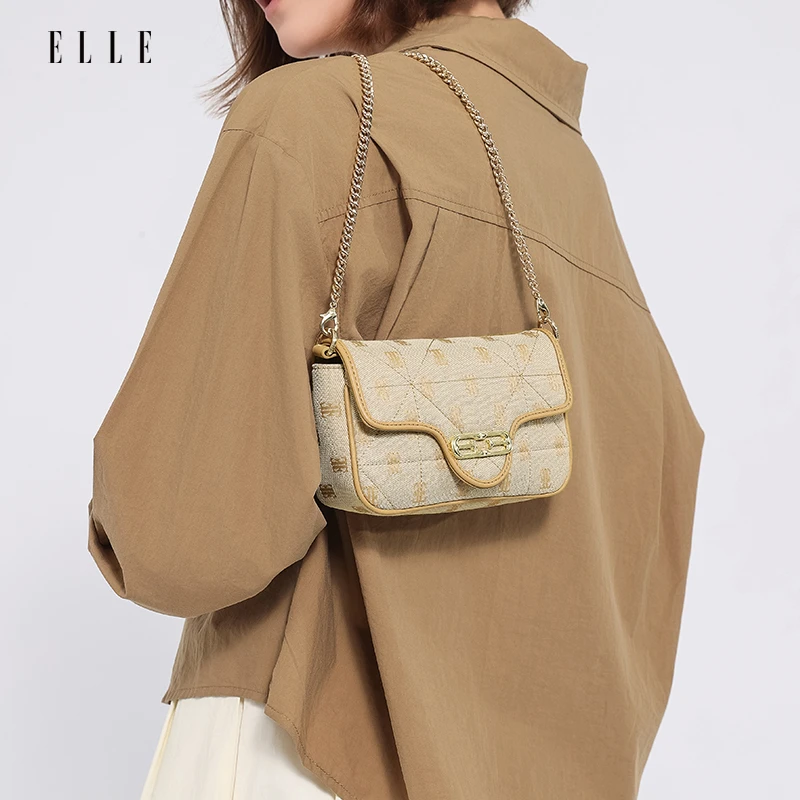 ELLE24年新款单肩{mini}度假斜挎包老花时尚百搭通勤包46099W