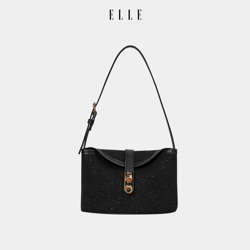 ELLE24秋季新款时尚复古设计师老花小众单肩手拎包46393W