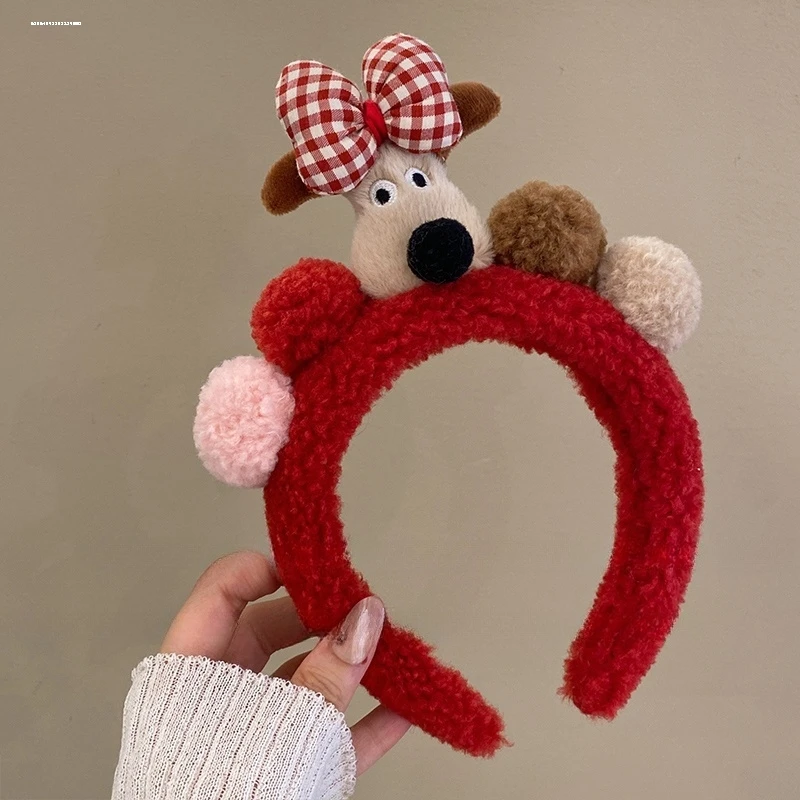 韩版红色毛绒可爱熊头发箍宽版百搭头箍洗脸卡通萌物少女发卡头饰