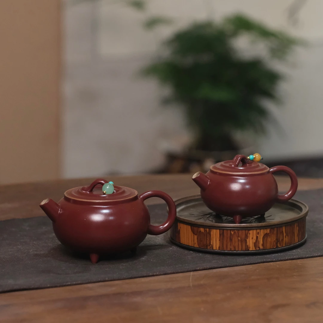 景德镇设计师粉引日式三足小壶复古泡茶壶家用陶瓷功夫茶具