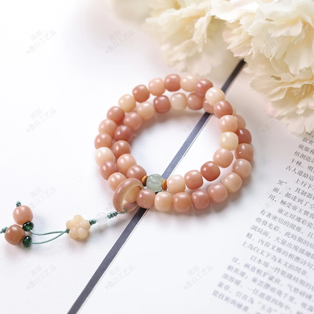 天然 原生态菩提 桃花醉 双圈 菩提手串女款串珠手作