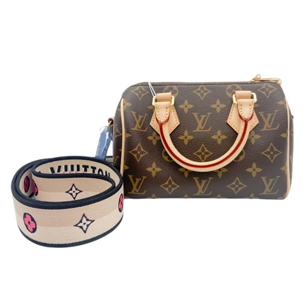 99新 LouisVuitton/路易威登 Speedy20老花拼黑色肩带包