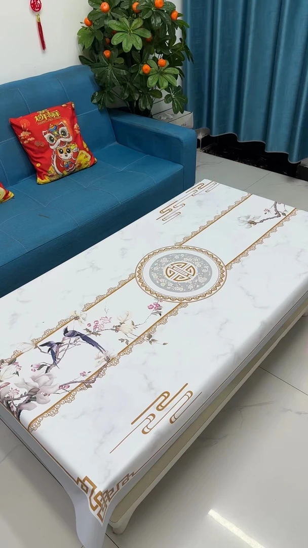 精品PVC材质精雕镭射印花桌布防水防油桌布（90CM*150CM）