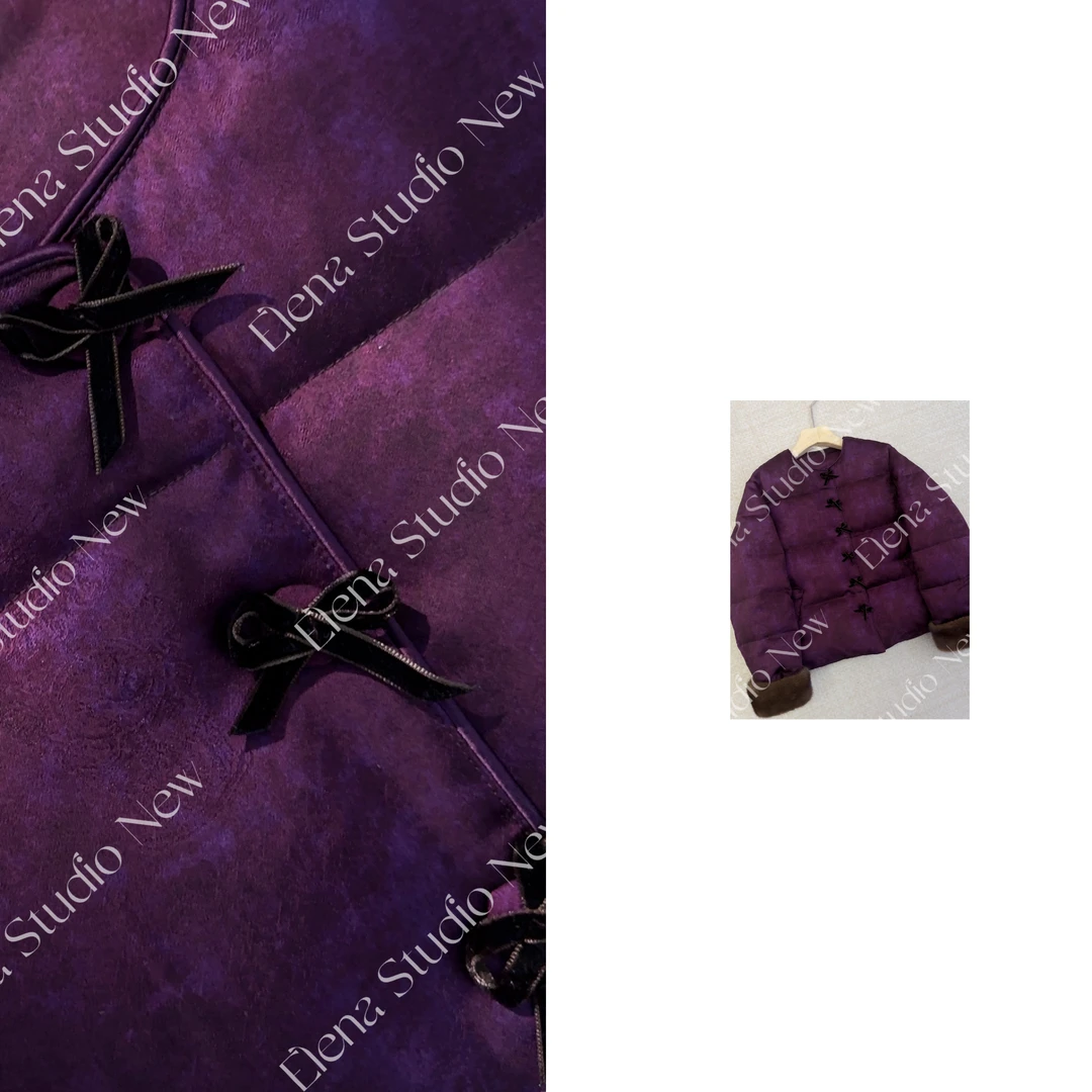 大甜甜【凤仙紫】设计感貂貂精致气质温柔羽绒服