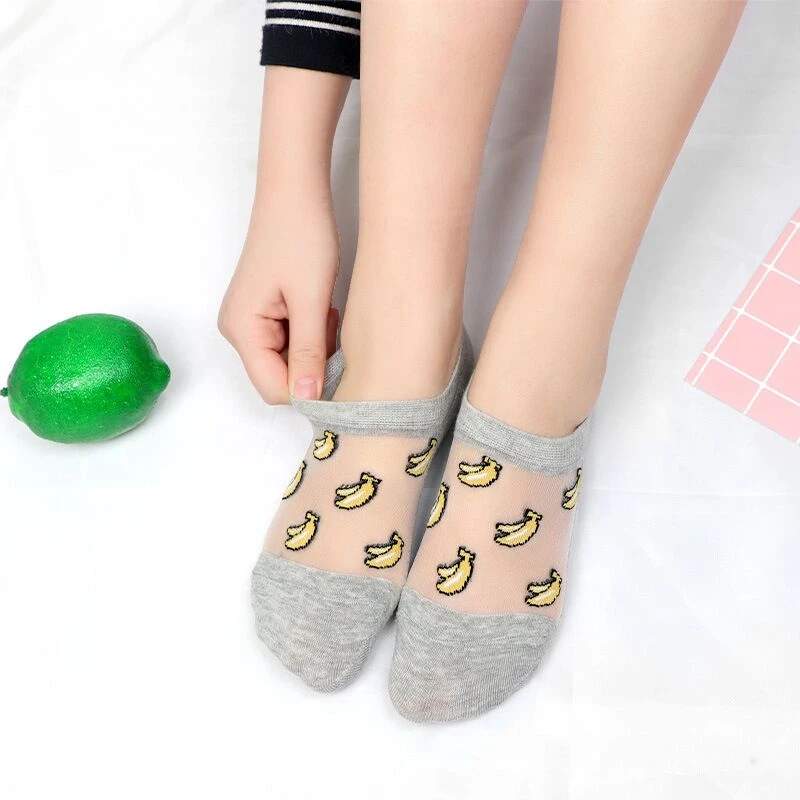 5双船袜女棉底水晶丝袜夏季薄款冰丝袜短筒透明玻璃丝低腰不掉跟