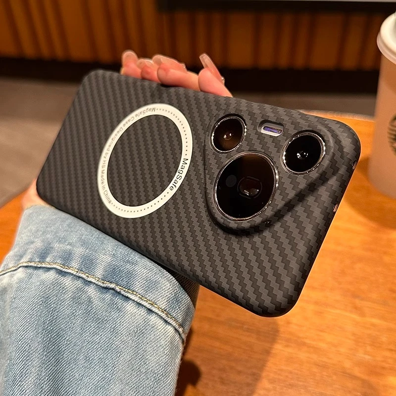 磁吸充电适用华为pura70pro手机壳新款碳纤维纹散热70ultra防摔男