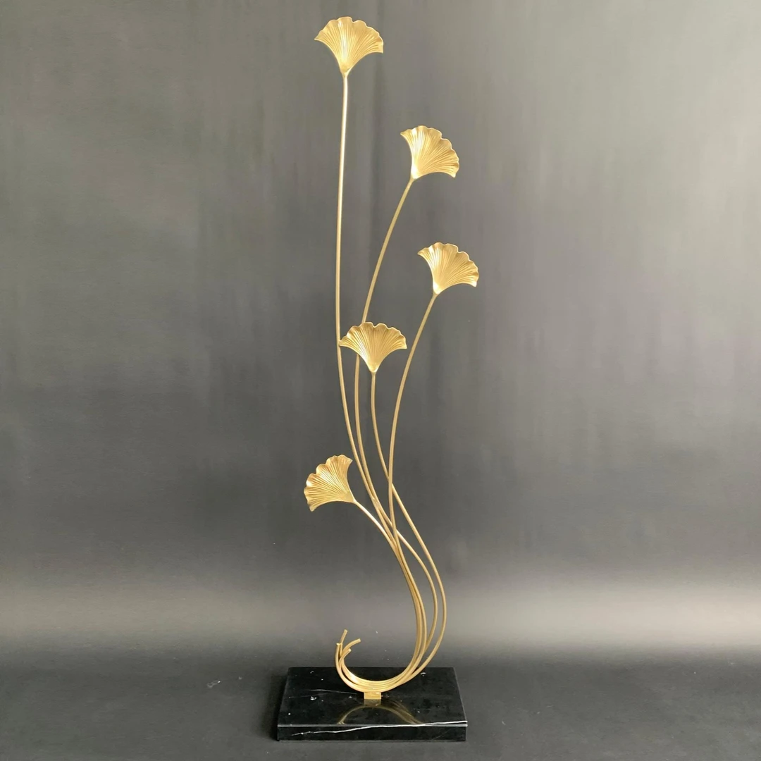 新中式纯铜银杏叶创意摆件现代轻奢客厅电视柜茶几玄关酒柜装饰品