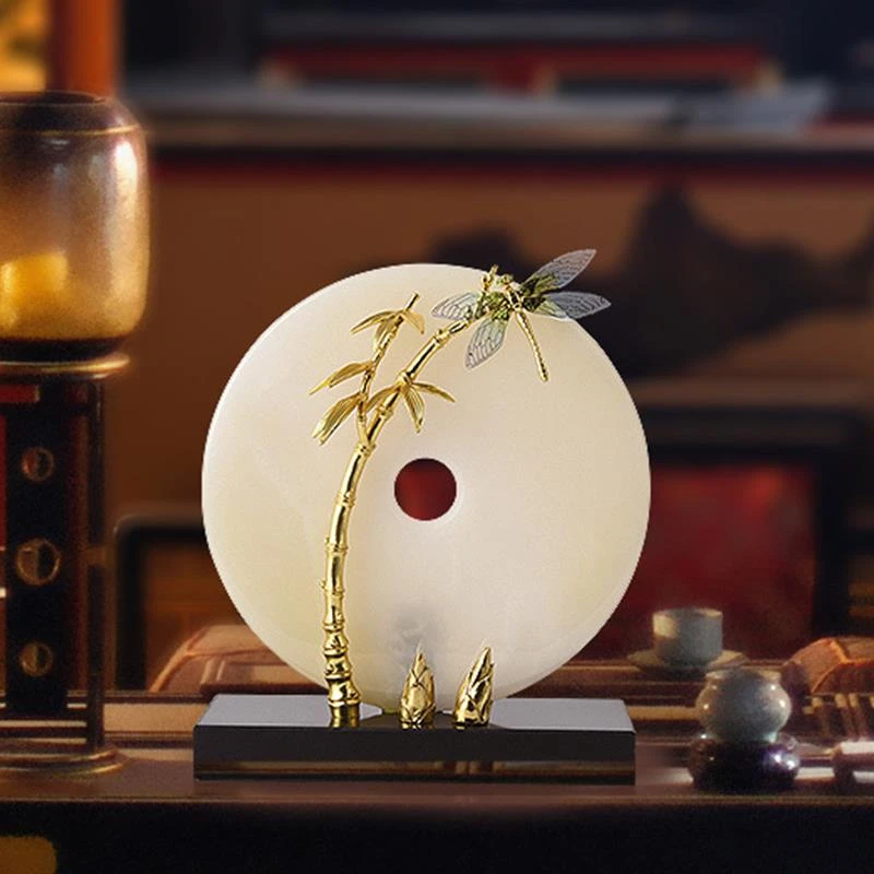 中式节节高升装饰摆件高档轻奢新玄关书房办公桌面步步高升平安扣