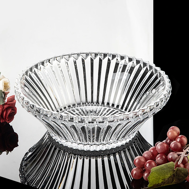 现代轻奢大号水晶玻璃水果盘高级感客厅茶几干果零食摆放盘收纳盆