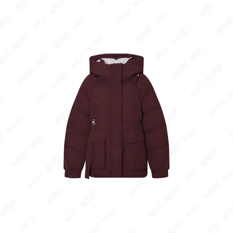 休闲保暖连帽羽绒服女款大口袋加厚面包羽绒服 24AW 310-红色