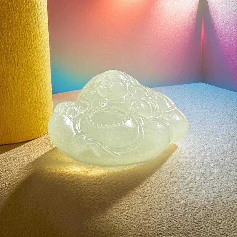 鑫甜珠宝   纯天然和田玉晴水色弥勒佛款