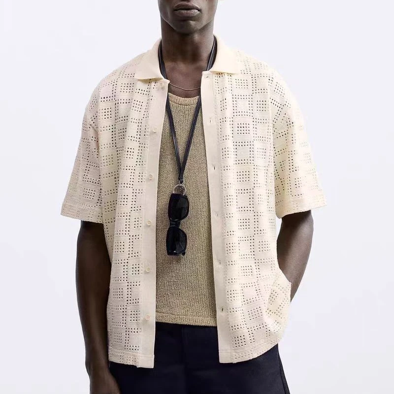 名品时尚休闲男士镂空衬衫
