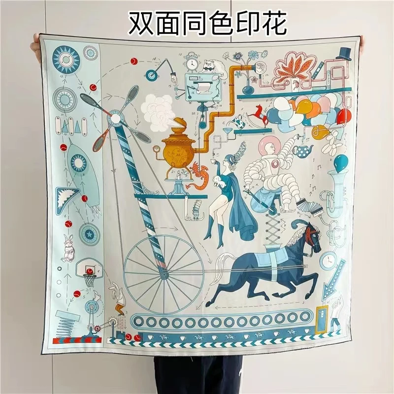 【早茶时光】重磅方巾双面双色春秋款洋气时尚下午茶桑蚕丝丝巾