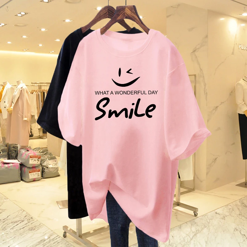 百搭情侣装T恤女中长款短袖纯棉2025夏季新款宽松上衣ins大码女装