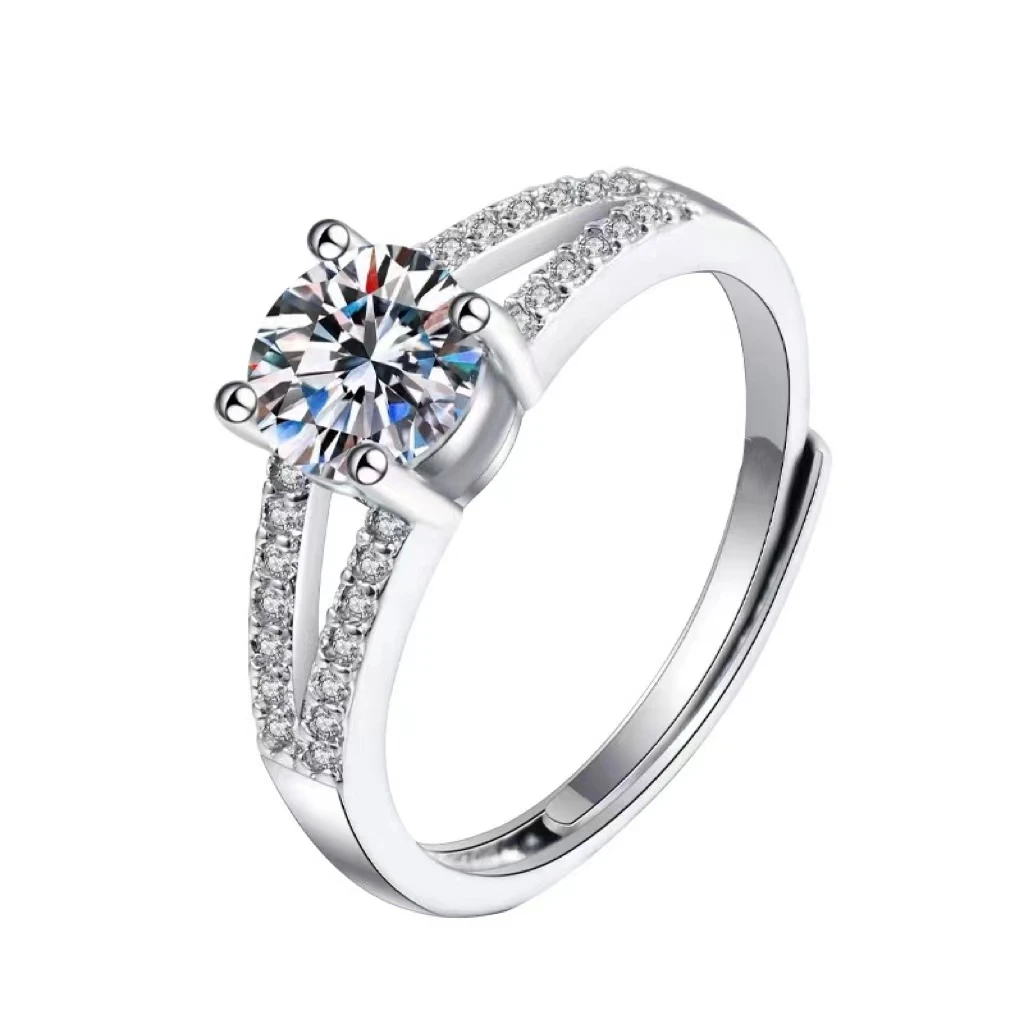 语花印 铜合金合成锆石戒指 恶魔之眼 J09婚戒镶嵌可调节戒指白色