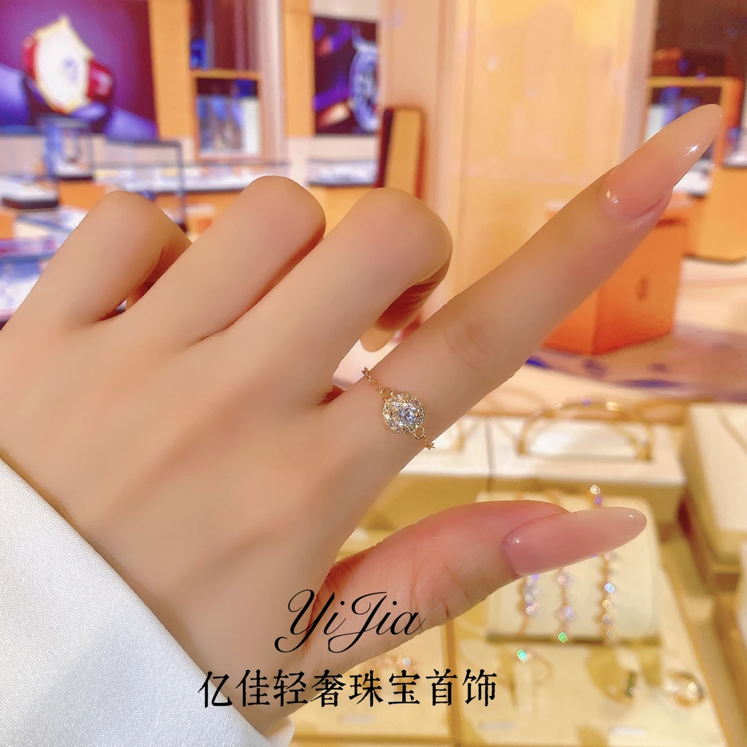 铜合金合成锆石戒指 春日花花高定系列戒指FS915百搭小众