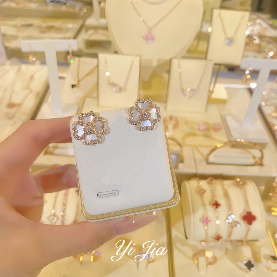 语花印 铜合金贝壳耳饰 时尚高定系列花花耳钉FS1062简约