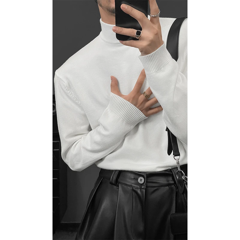 2024秋冬新款保暖中领高领打底百搭ins风简约毛衣针织衫